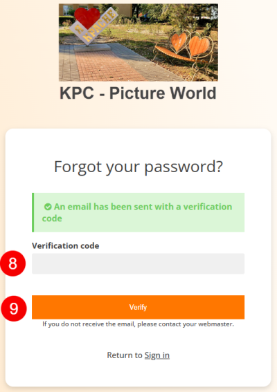  Enter confirmation code