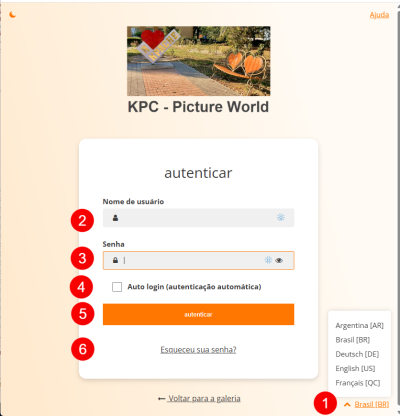 Cadastro no site Picture World