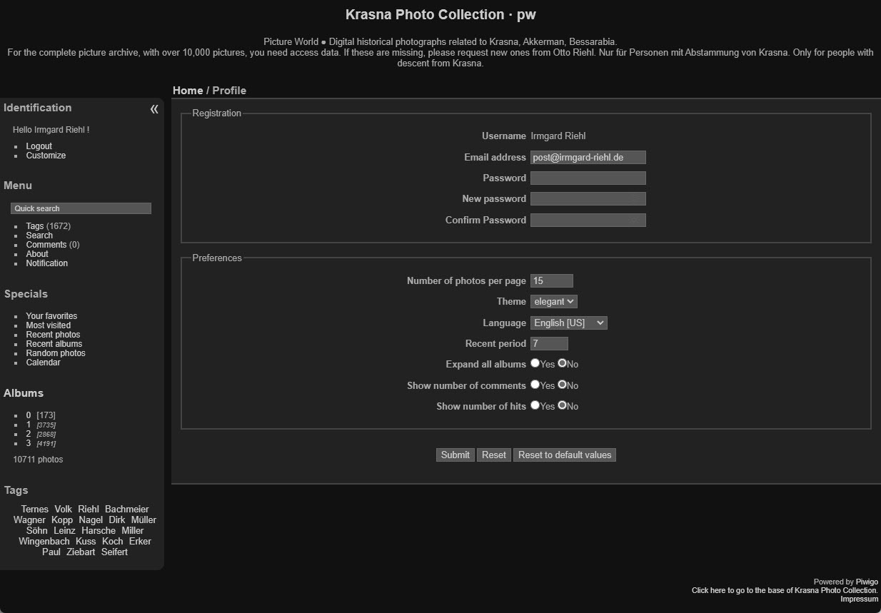 Customise the website